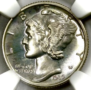 💙🔥💙🔥🥶😍NGC PR68 1939 MERCURY HEAD DIME  - Picture 1 of 3