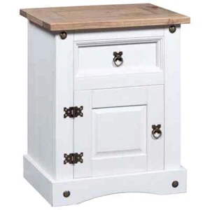 vidaXL Bedside Cabinet Mexican Pine Corona Range White 53x39x67 cm - Picture 1 of 7