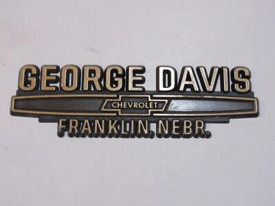 Etiqueta emblema insignia plástico concesionario Nebraska Chevrolet Franklin de colección George Davis Foto 1 de 2