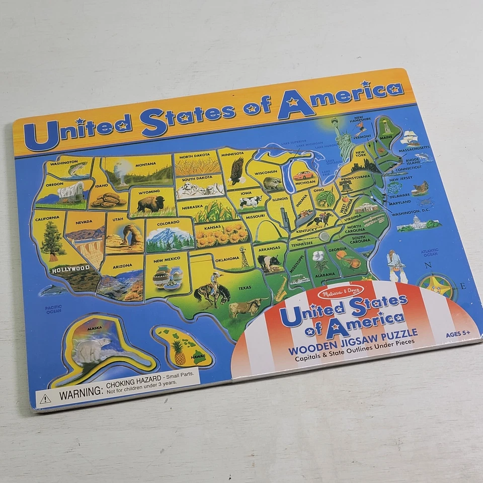 Melissa & Doug USA Map Wooden Puzzle 16x12 45 Pcs 3797