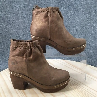 Antelope Boots Womens 36 Ankle Booties Block Heels Casual  Brown Leather Zipper - Image 1 of 4