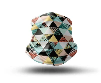 Washable Fabric Face Cover Neck Gaiter Beach Triangles Abstract Design EU Made - Image 1 of 4