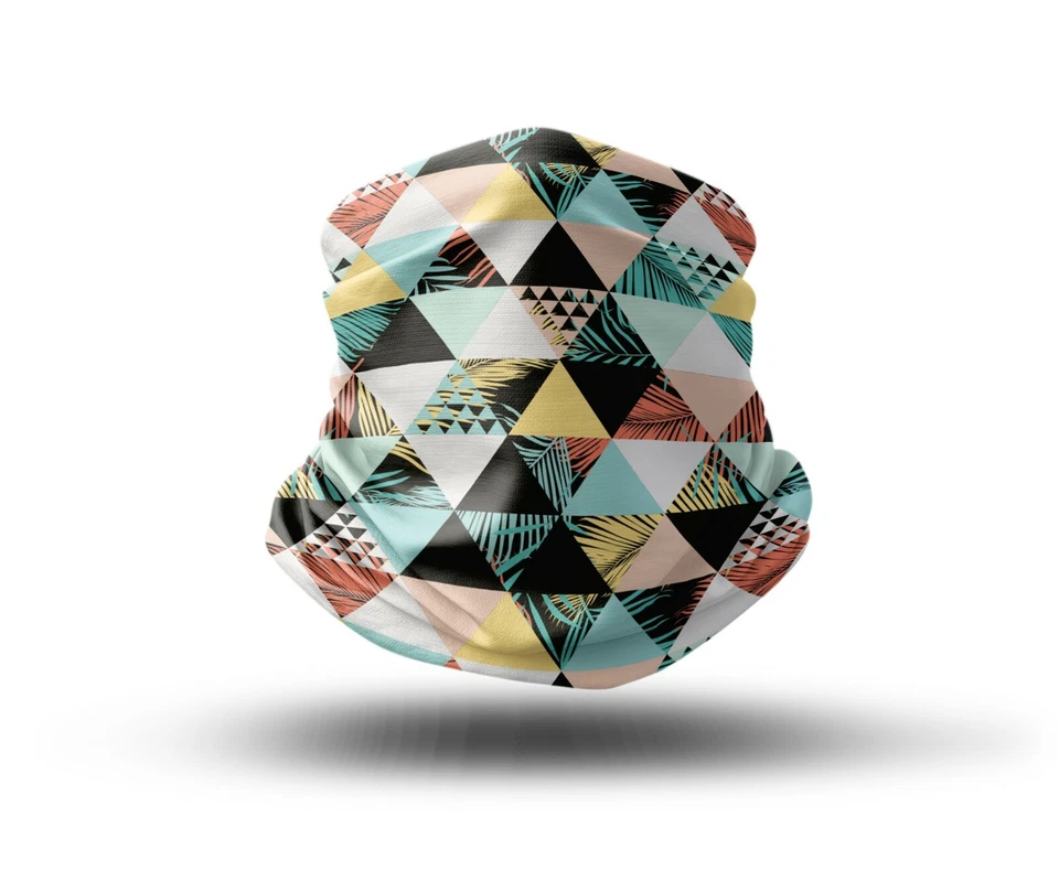 Washable Fabric Face Cover Neck Gaiter Beach Triangles Abstract Design EU Made - Image 1 of 4