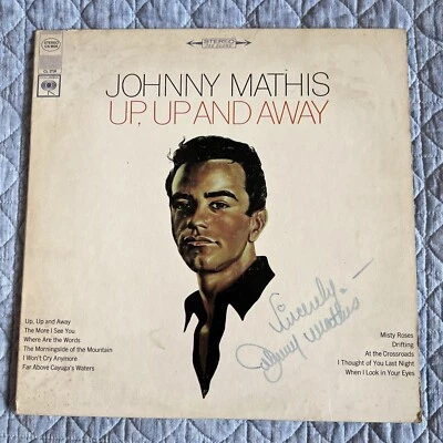 SIGNED Johnny Mathis Up Up And Away LP Vinyl Album - Image 1 of 4