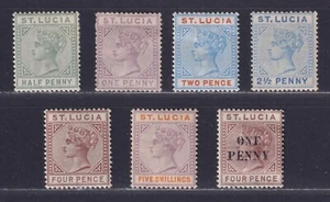 St Lucia Scott 27\\42 MH 1891-1898 Queen Victoria Issues 7 Stamps SCV $108 - Picture 1 of 2