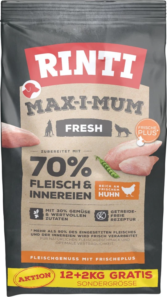 Rinti Max-i-Mum Huhn 12+2 kg - AKTION - getreidefreies Trockenfutter für Hunde - Bild 1 von 1