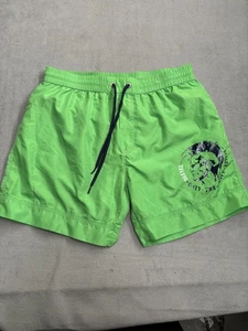 Diesel Beachwear Swim Shorts Mens Large Green Drawstring Quick Dry Logo Trunks - Picture 1 of 6