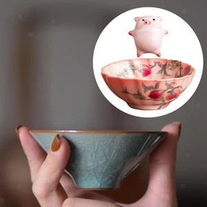 Ceramic Cup Kung Fu Teacup with Tea Pet Decorative Coffee Mug Cartoon Handmade - Picture 1 of 7
