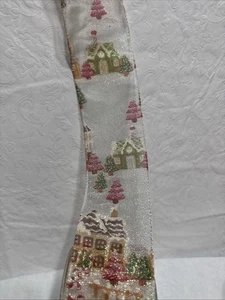 Vintage Christmas Ribbon Garden Ridge Cream/Gold HolidayHouses2.5x6yds New - Picture 1 of 3