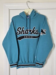 Vintage Starter San Jose Sharks Tailsweep Script Hoodie Sweatshirt Size Large - Bild 1 von 3
