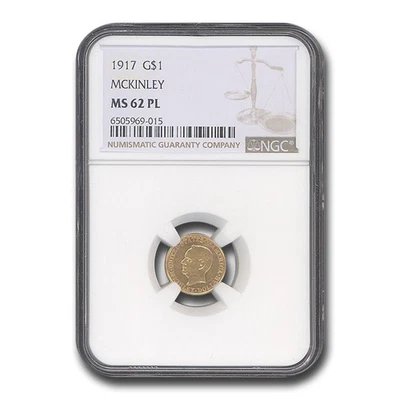 1917 Gold $1.00 Mckinley Memorial MS-62 NGC (PL) - Image 1 of 3