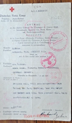 Guernsey German Red Cross 1942 to UK & return with Paris censor h/s - Image 1 of 3