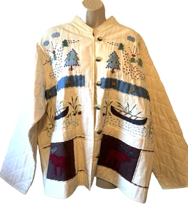 Chaqueta de manga larga Orvis para mujer talla XL de algodón bordada con botones - Imagen 1 de 8