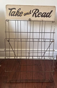 Vintage "Take and Read" Augustine Good News Broschüre Draht Metall Gestell Ständer - Bild 1 von 6