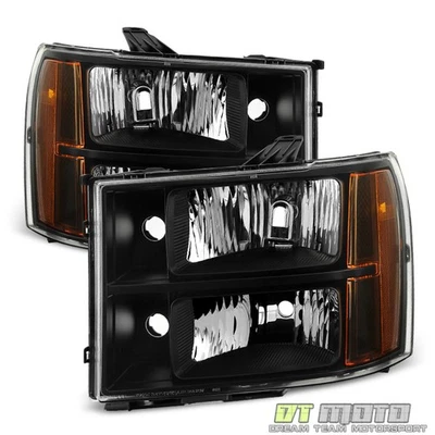 Faros de repuesto negros GMC Sierra 2007-2013 luces luces 07-13 izquierda+derecha Foto 1 de 4