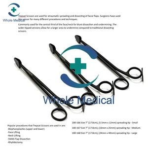 Trepsat Flap Dissector Scissors Set – Facial Surgery, 3 Sizes (10mm, 15mm, 20mm) - Picture 1 of 2