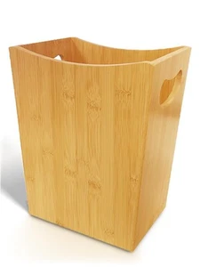Wood Trash Can - Bedroom Trash Can Decorative with Handles - Bamboo Small Was... - Picture 1 of 6