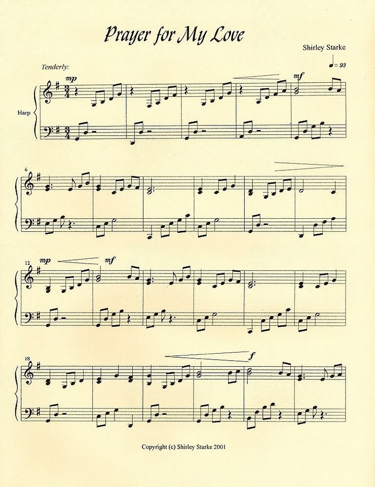 Partituras de arpa PRAYER FOR MY LOVE, ¡ideales para boda! Foto 1 de 1