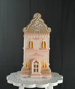 14" Cupcakes & Cashmere Pink Gingerbread House Holiday Valentines LED Decor New - Picture 1 of 6