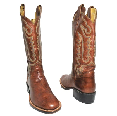Rare Justin Brown Leather Embroidered Western Boots Cowboy US Size 7B Women's - Image 1 of 4