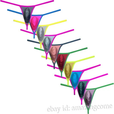 Men Shiny Bulge Pouch String Thong Underwear T-back Elastic G-string Swim Tangas - Image 1 of 4