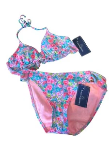 Lauren James Bikini Set Top Medium Bottoms Large Pink Swimsuit Womens New - Picture 1 of 5