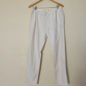 NWT H&M Sz M Regular Fit Cotton Pants High Rise Straight Leg Elastic Adjustable - Picture 1 of 16