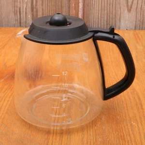 Medelco 12 Cup Glass Replacement Pot Carafe for Coffee Maker Black Lid Handle - Picture 1 of 5
