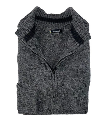 Smartwool Midweight Knit Gray Wool Blend Mens 1/2 Zip Sweater M  - Image 1 of 4