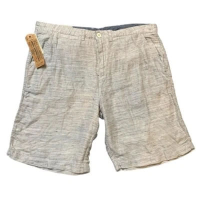 Jachs Shorts Mens 36 Grey Neutral Heathered Linen Cotton Blend Breathable Chino - Image 1 of 4