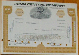 Stock certificate Penn Central Company, Payee CREDIT SUISSE, 1970 (Swiss bank) - Picture 1 of 2