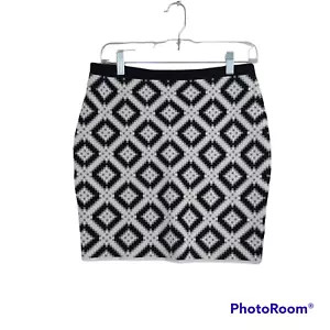 Rachel Rachel Roy Geometric Diamond Knit Woven Stretch Pencil Mini Skirt - Picture 1 of 10