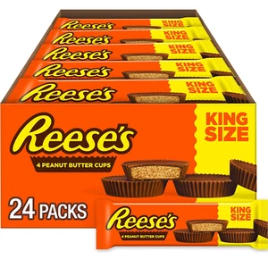 REESE'S Milk Chocolate King Size Peanut Butter Cups, Candy Packs, 2.8 Oz (24 Cou - Picture 1 of 12