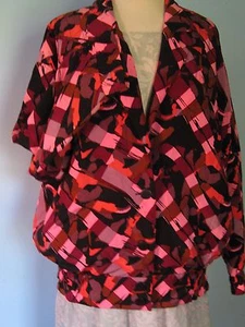 NI-PER Jacke SEIDE Gr. M rosa schwarz lila Print TOP KOREA - Bild 1 von 12