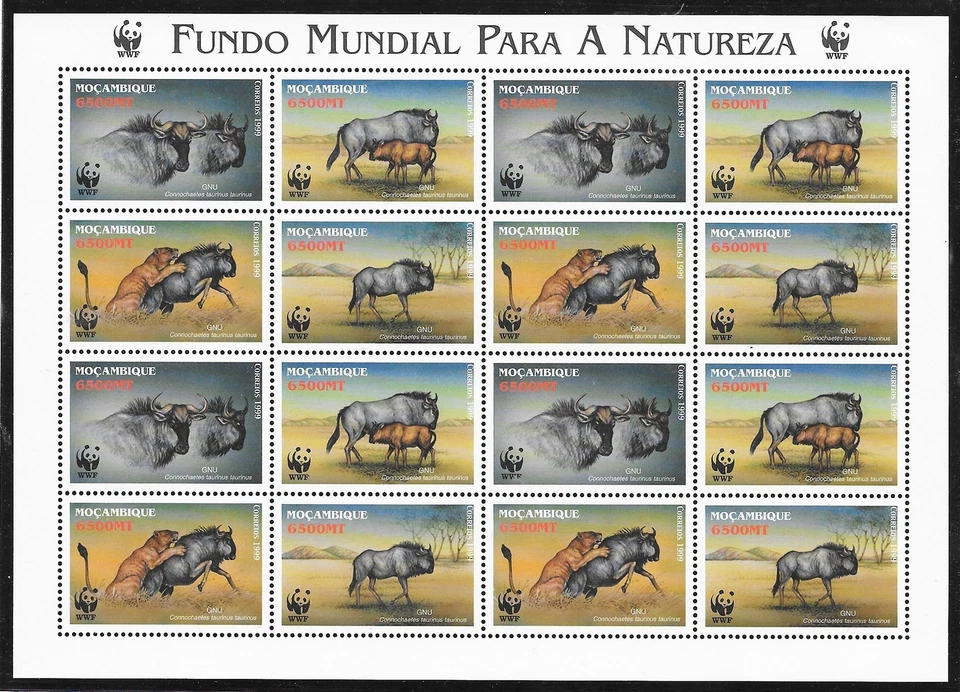 MOZAMBIQUE SC 1377 NH MINISHEET of 2000 - WWF - ANIMALS - Image 1 of 1