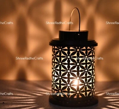 Juego de 2 PIEZAS Lámpara de Vela Marroquí, Pantalla de Mesa, Lámpara de Pie de Metal Hogar Cama Foto 1 de 4