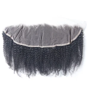 13x4 Lace Frontal Closure Afro Human Hair Afro Kinky Curly Front Lace Closures - Picture 1 of 8
