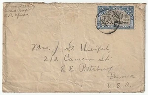 Belgian Congo - c1914 cover/ 25c Inkissi Falls stamp - Boma to Pittsburgh, USA - Picture 1 of 2