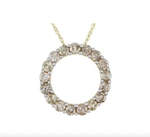 Candlelight Diamonds™ 10k Yellow Gold Circle Pendant With 18" Rope Chain 1.00ctw - Picture 1 of 7