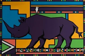 PÓSTER CHRISTINE KIDDER GRIFFIN serie en peligro de extinción - rinoceronte 25 x 37 3/4 1991 - Imagen 1 de 1