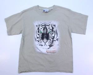 Ringling Bros Barnum & Bailey Tiger Green Eyes T-Shirt Tee Tan Made USA Kids L - Picture 1 of 11