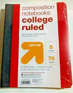 Set of 5 Poly Cover Notebooks College Ruled 70 sheets Multi Color New - Picture 1 of 1