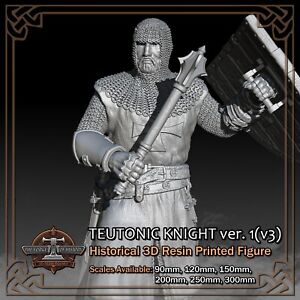 Teutonic Knight 1 (v3) - 3D Resin Printed Figure Model Kit - Scale 90mm to 300mm