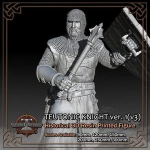 Teutonic Knight 1 (v3) - 3D Harz gedruckte Figur Modellbausatz - Maßstab 90 mm bis 300 mm - Bild 1 von 11