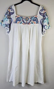 Kas New York Dress White Embroidered Flowers Medium M Lined Loose Pockets - Picture 1 of 6