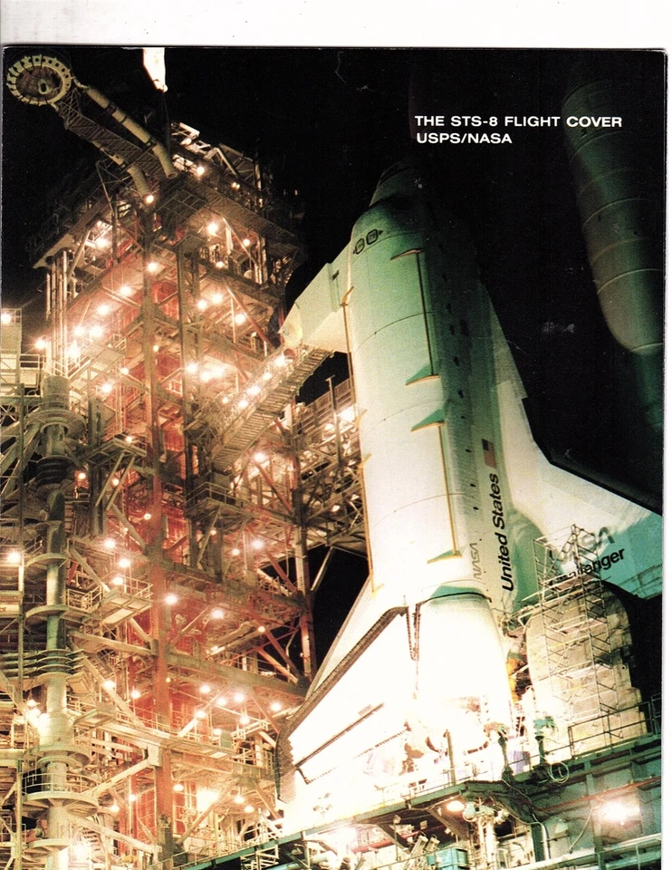 US STS-8 Flight Cover USPS NASA Launched 8/30/1983  Challenger RTO 9/5/83 (bb10 - Image 1 of 2