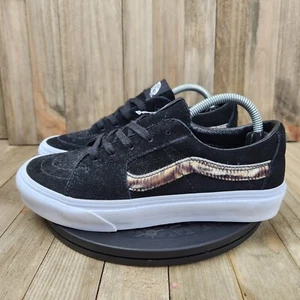 Womens Vans Sk8 Low Suede size 7 Black Animal Print Faux Fur Athletic Shoes - Picture 1 of 9