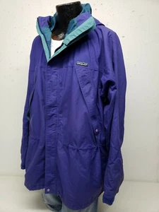 Vintage 90's PATAGONIA nylon Hooded PARKA Mens XL LINED PURPLE /TEAL 1993 - Picture 1 of 12