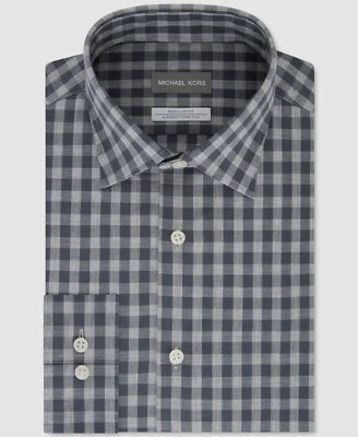 $95 Camisa de vestir Michael Kors 15.5 32/33 para hombre ajustada azul gris con botones *REPARADA* Foto 1 de 4