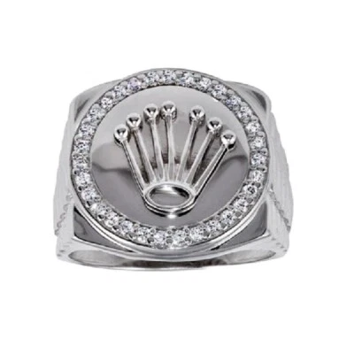 Anello Da Uomo In Argento Sterling Con Design A Disco E Pietre CZ - Immagine 1 di 2